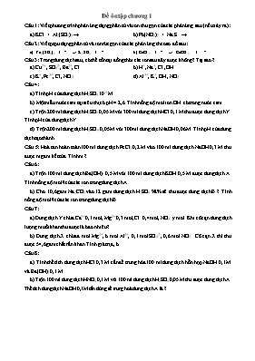 Đề ôn tập Hóa học - Chương 1 Sự điện li